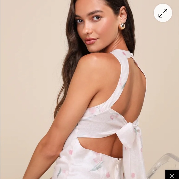 NWT Majorly Romantic Cream Floral Print Tie-Back Maxi Dress - Picture 5 of 5